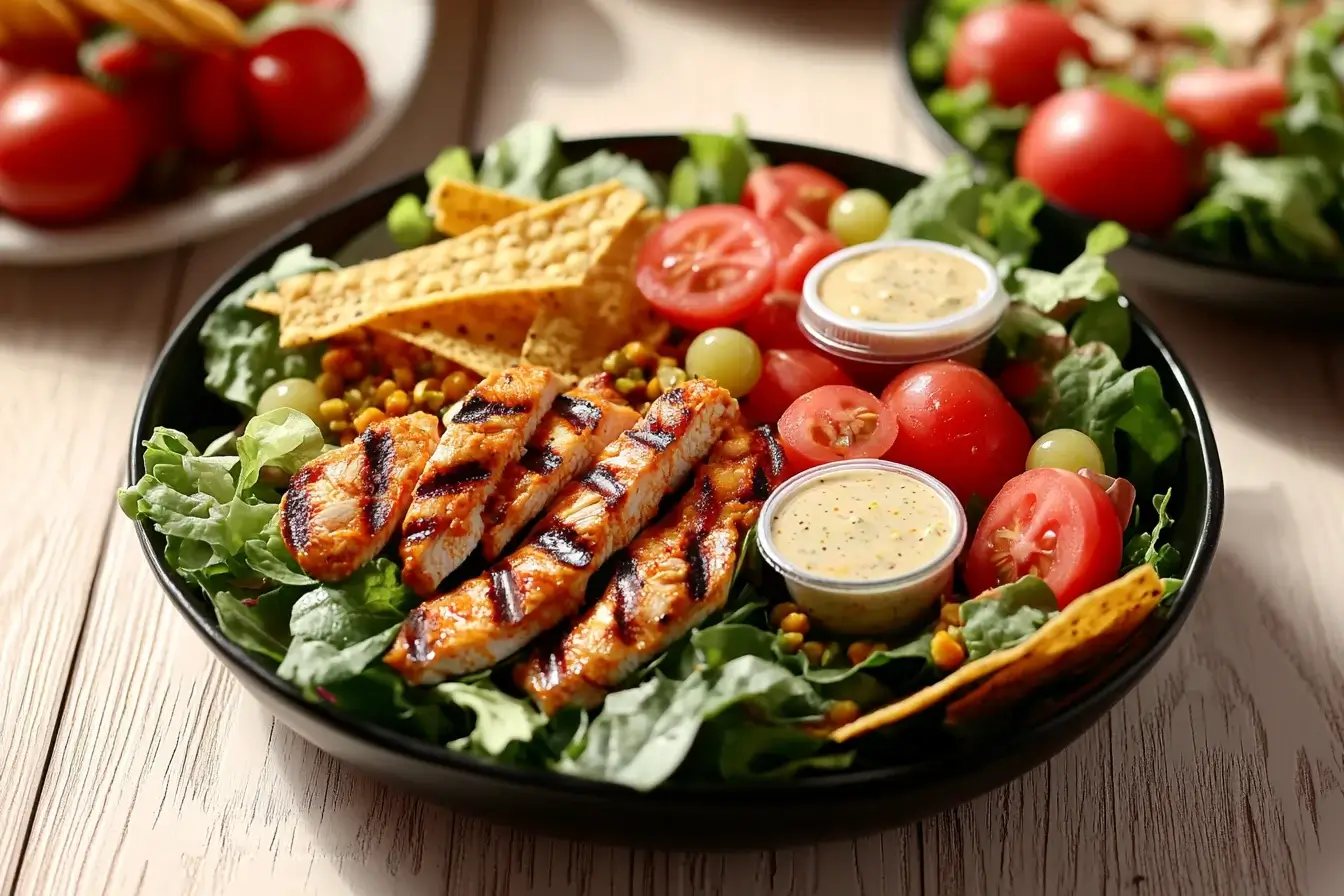 Chick-fil-A Southwest Salad with spicy chicken, tortilla strips, and creamy salsa dressing