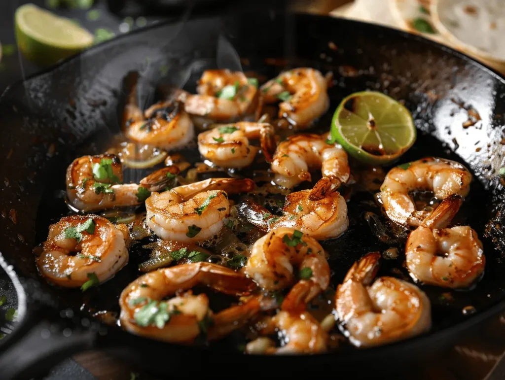 Shrimp Burrito Recipe: Flavor-Packed Healthy Twist 3 shrimp cooking for burrito in skillet