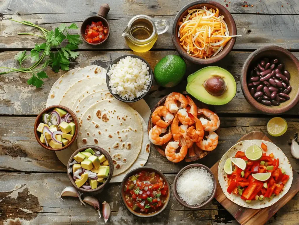 Shrimp Burrito Recipe: Flavor-Packed Healthy Twist 2 ingredients for shrimp burrito recipe on wooden table