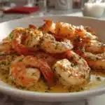 shrimp garlic recipe served in garlic butter sauce with lemon and herbs