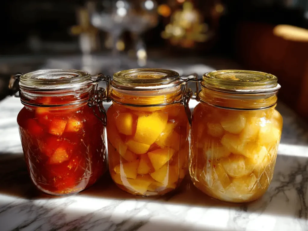 Stewed Apples Recipe – Simple, Healthy, and Comforting 4 Jars filled with cinnamon and vanilla stewed apples ready for storage